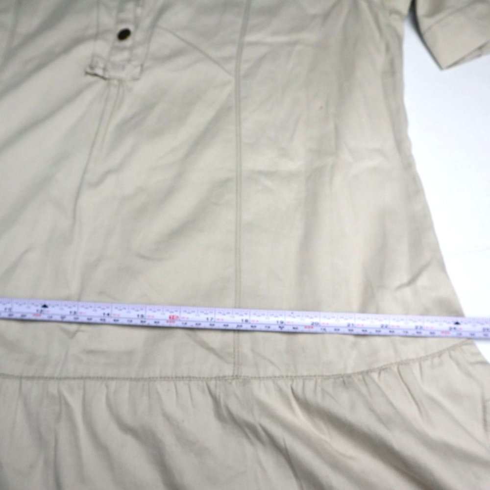 MNG  casual dress short sleeve cotton Beige pocket collared Size M - Picture 9 of 16